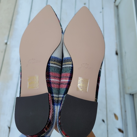 🆕️ J Crew Pointed Bow Flats Snowy Tartan Plaid - Picture 4 of 7